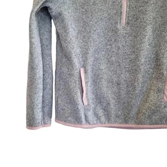 Athletic Works Girls Sweater Fleece Quarter Zip Pullover (Gray/Pink, XL, 14-16) - Picture 7 of 9